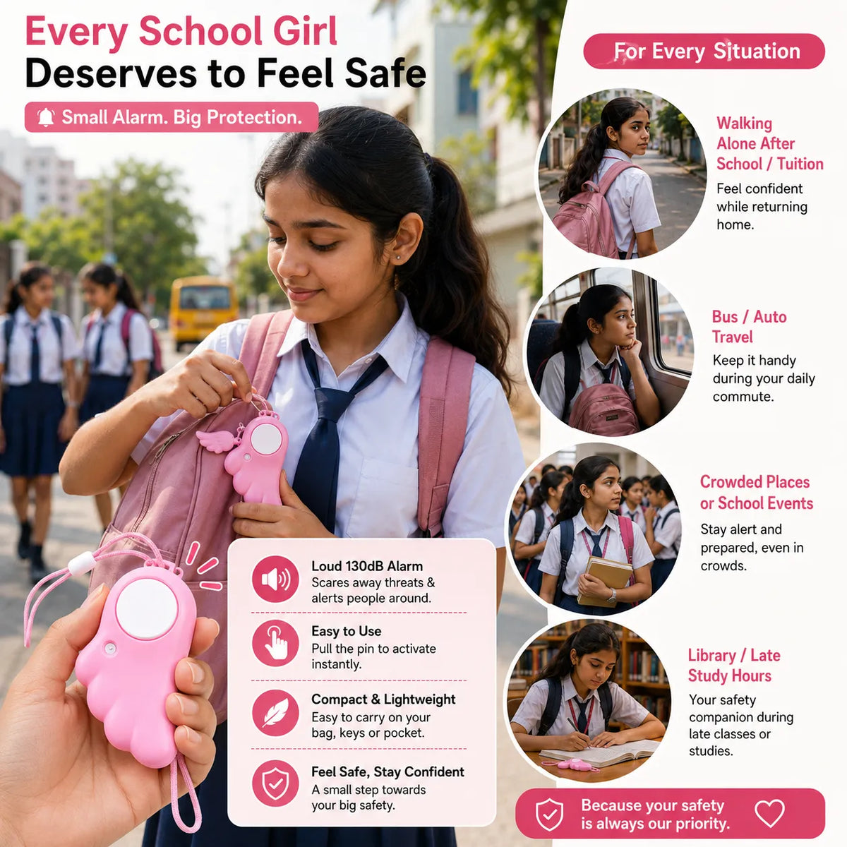 Emergency Self-Defense Safety Alarm Keychain for Women, Children, and Elderly