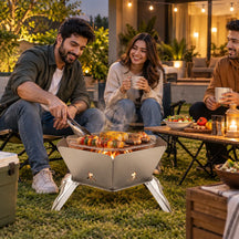 2-in-1 Folding Stainless Steel Camping Fire Pit & Stove for Picnic, Barbecue, Campfire & Hiking