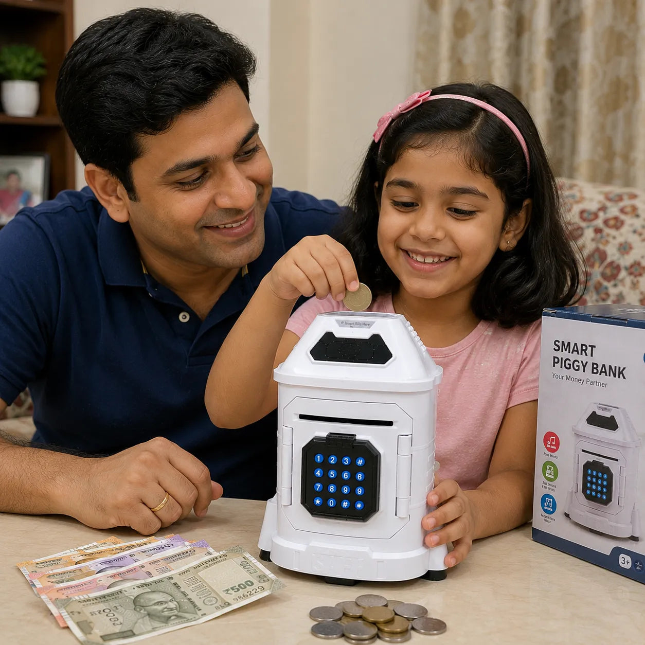 Early Development Electronic Piggy Bank With Simulated Face Recognition