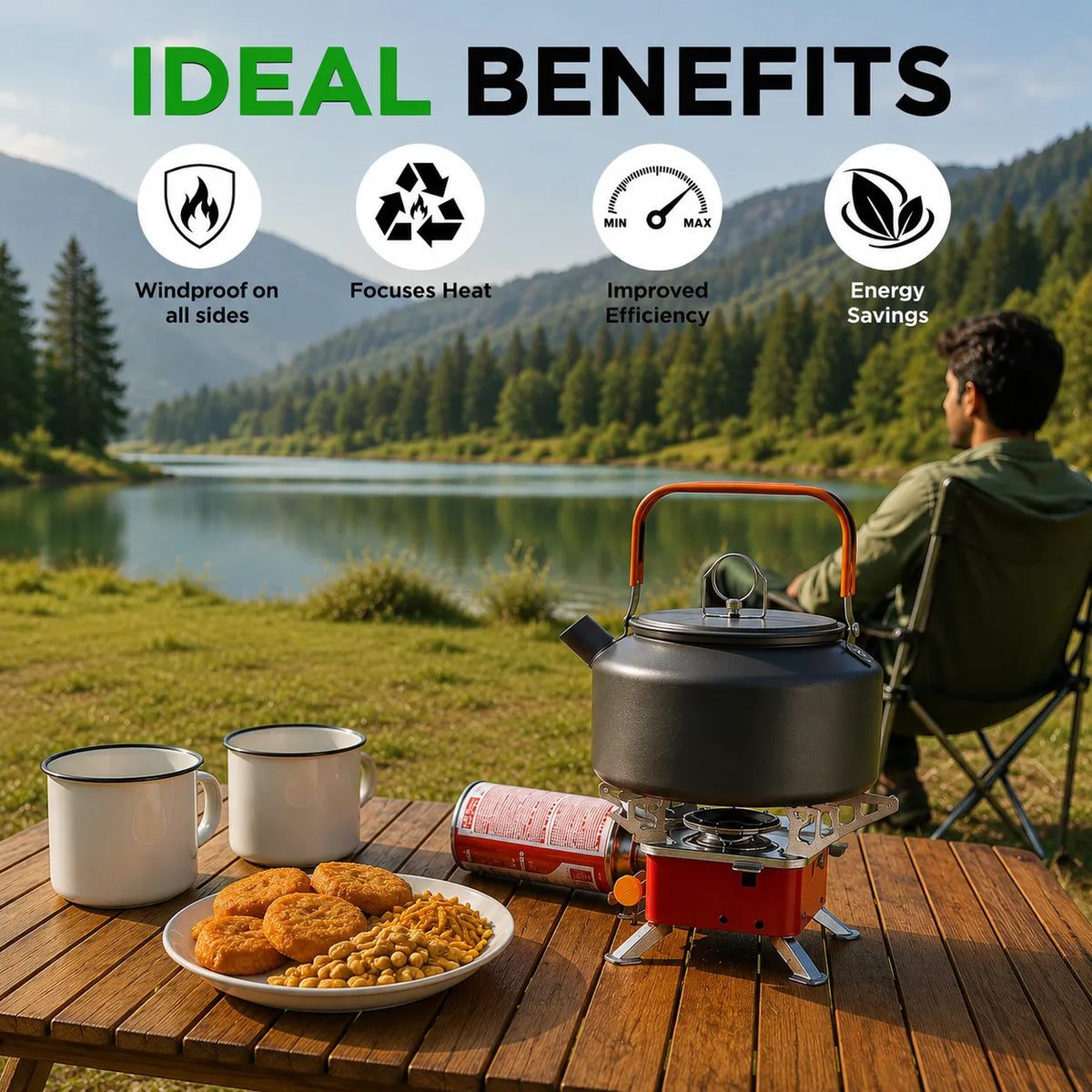 Portable Camping Gas Stove for Travel, Hiking, Outdoor Picnic & Emergency Cooking Use with Storage Bag