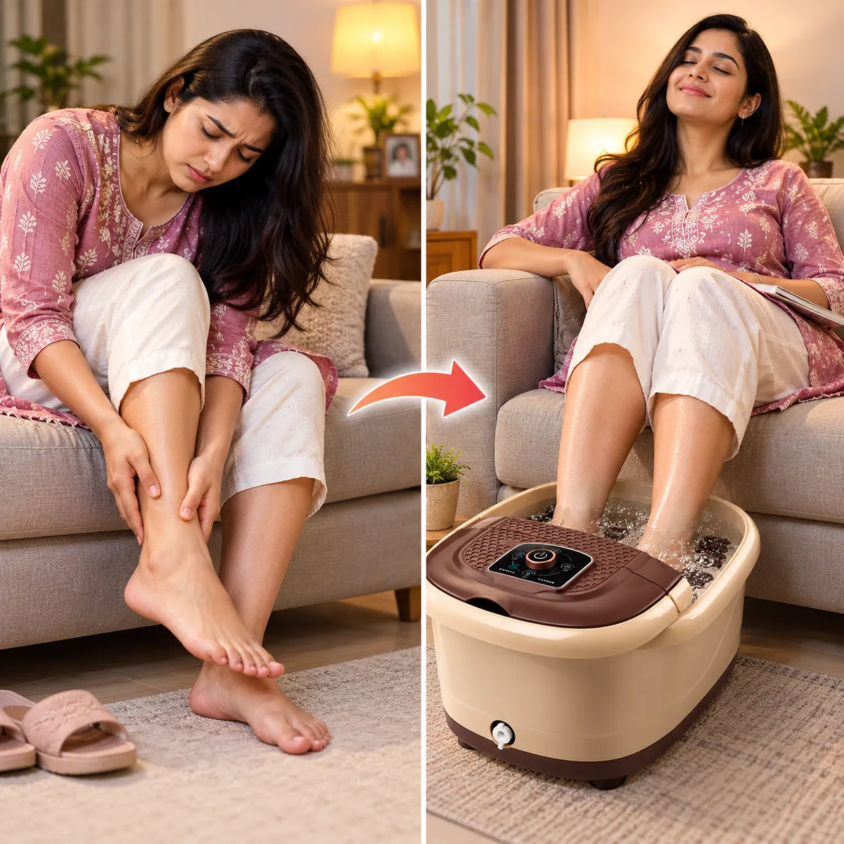 Electric Spa Foot Massager Machine With 8 Manual Rollers, Digital Panel, Bubble Bath & Water Heating Technology For Pedicure, Pain Relief & Foot Care
