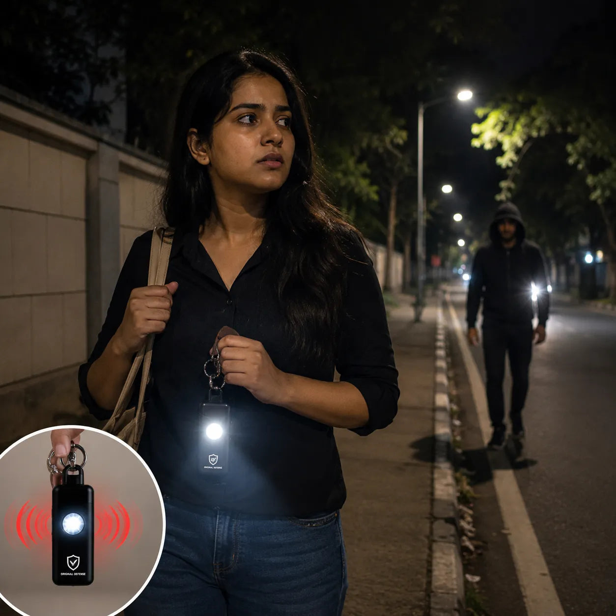 Emergency Self-Defense Safety Alarm Keychain with LED Strobe Light for Women, Children, and Elderly