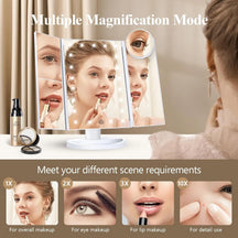 22 LED Trifold 10X Magnifying Makeup Mirror – Dual Power