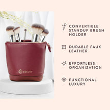2-in-1 Stand Up Makeup Brush Holder & Travel Pouch