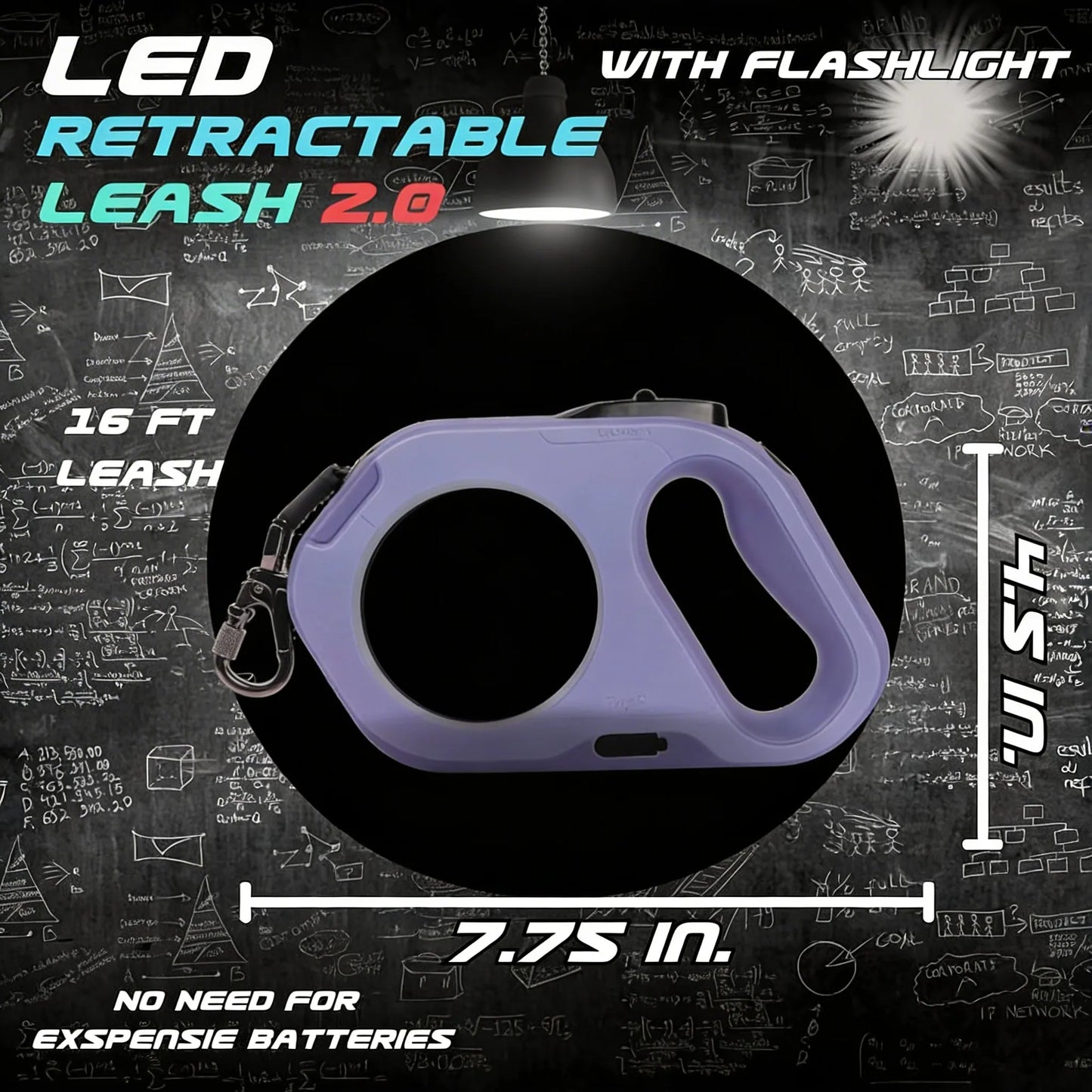 LED Retractable Dog Leash with Flashlight