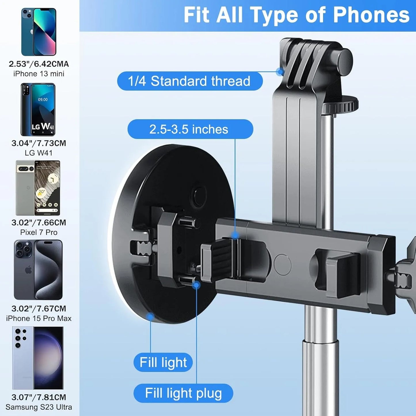 6 FT 360° Rotating Selfie Stick Tripod with Dual Ring Lights