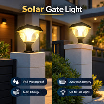 Solar Gate Light Wireless Decorative LED for Compound Wall Boundary, Patio, Landscape, Yard Uses, Multicolour