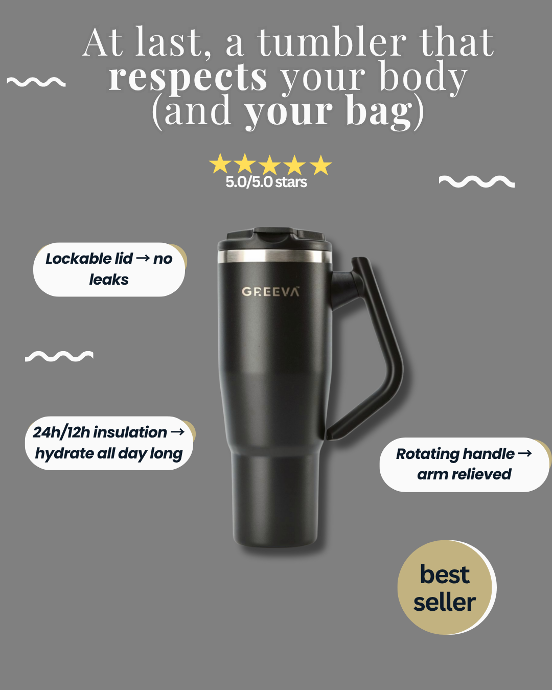 360° Rotating Handle Thermal Tumbler