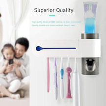 SmartTouch Toothpaste Dispenser & UV Toothbrush Sterilizer Holder