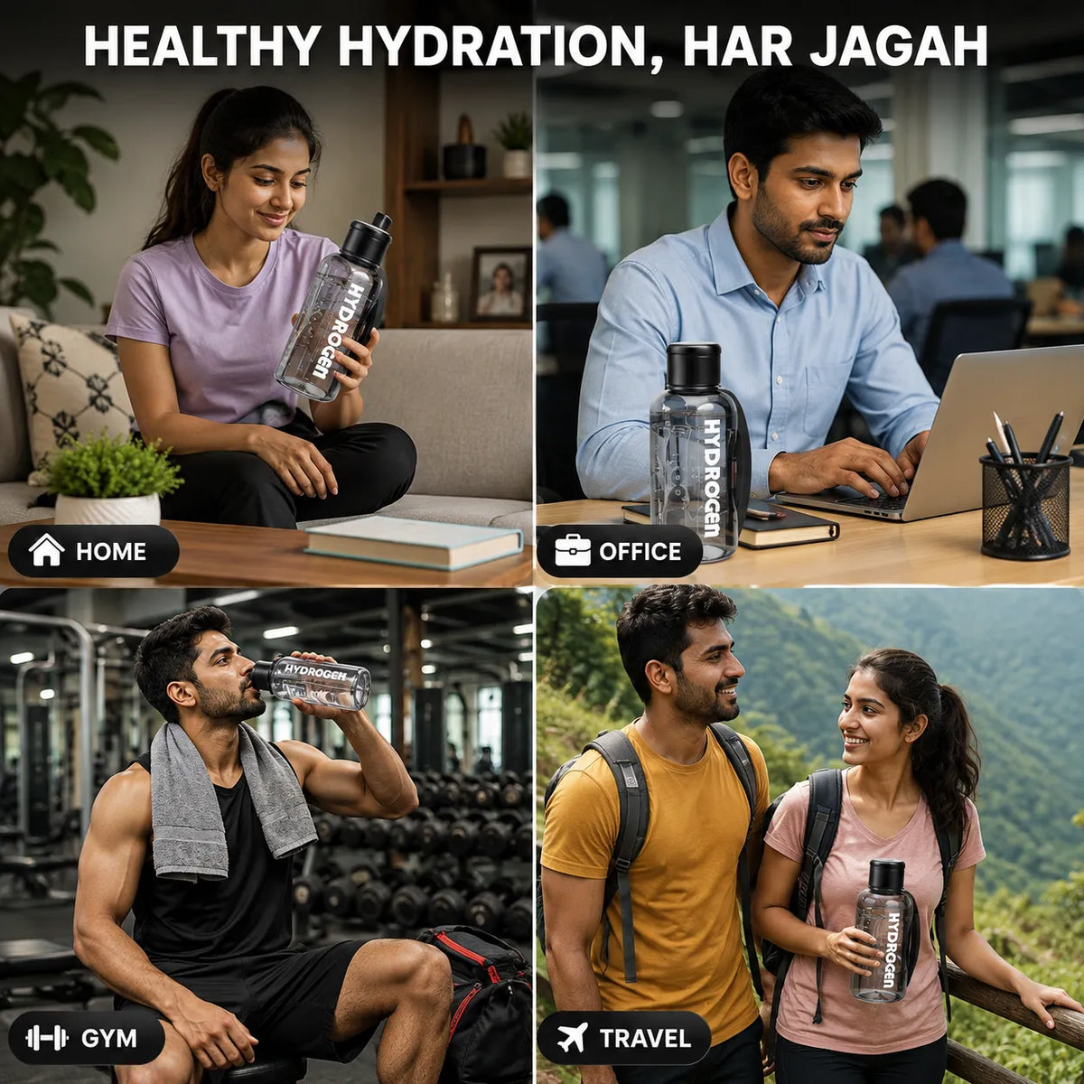 Portable Hydrogen Water Bottle with PEM Technology in 6-Minute Electrolysis for Home Office Travel & Fitness