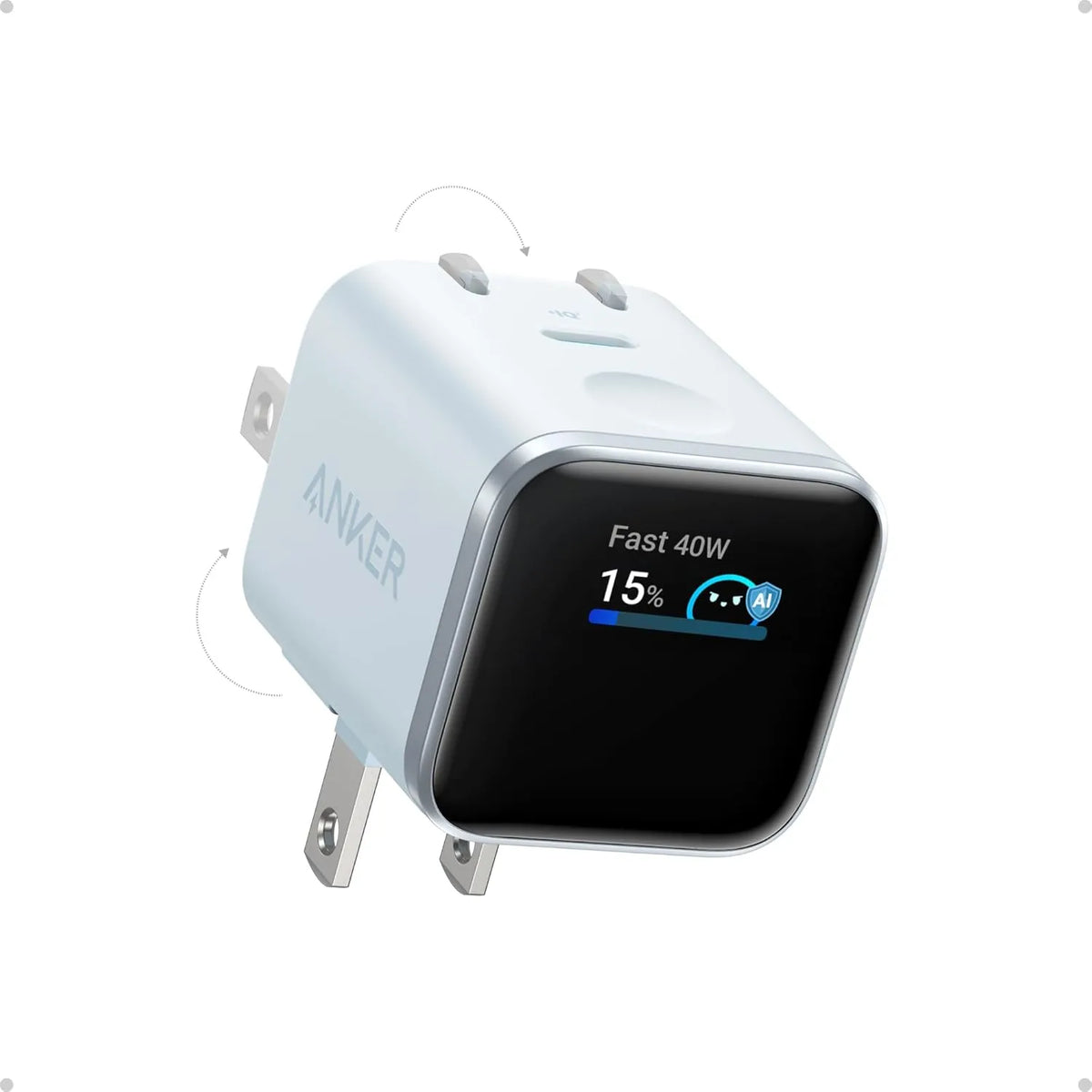 Anker Smart Display Charger, 45W Fast Charging USB C Charger with Smart Recognition, Built-in Maintenance Mode, Compact with 180° Foldable Plug