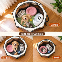 Foldable Octagonal Pet Enclosure Tent Portable Pop-Up Breathable Mesh House Shelter Cattery for Cats Dogs and Small Animals