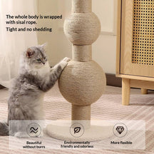 Multi-Function Sisal Cat Scratching Post with Teaser Spring Ball for Indoor Cats and Kittens