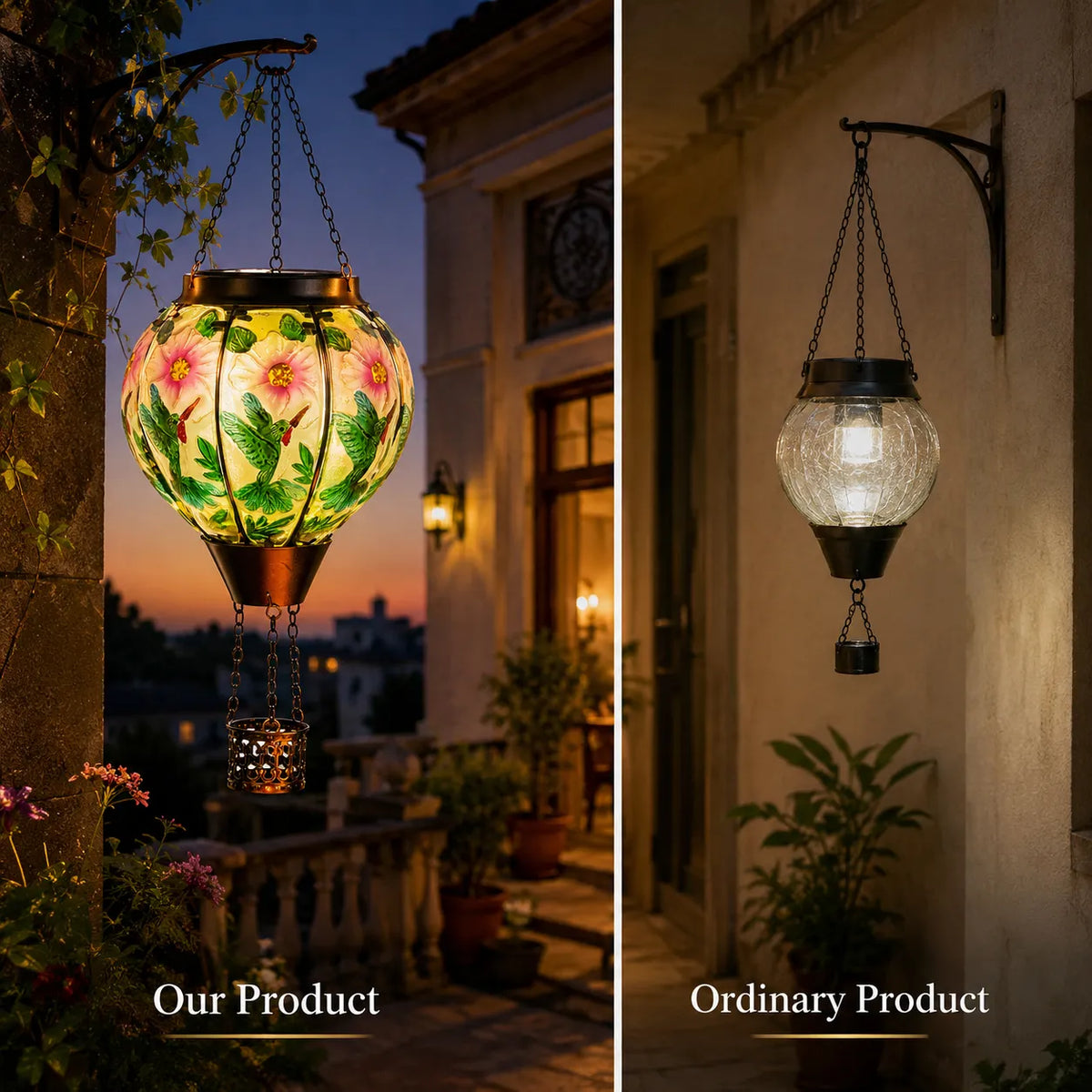 Hot Air Balloon Solar Lantern with Flickering Flame Light for Outside Garden Patio Porch Tree Yard