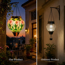 Hot Air Balloon Solar Lantern with Flickering Flame Light for Outside Garden Patio Porch Tree Yard