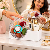 Accessories Organizer with 5-Section Rotating Case With 2-Slot For Dresser, Vanity, Bathroom, Bedroom & Office