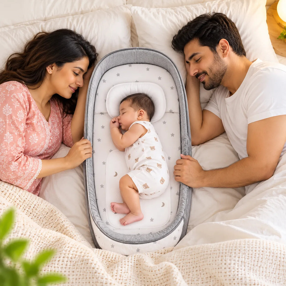 Portable Travel BabyBed, Cosleeping Bed with Mosquito Net and BabyDiaper Changing Pad,Lightweight and Foldable
