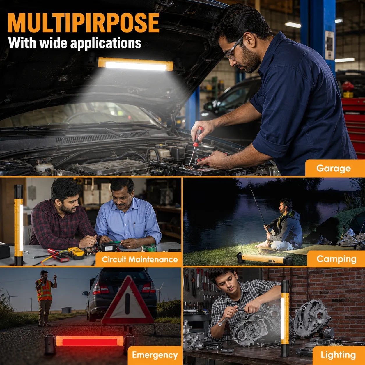 Multifunctional Magnetic Flashlight Rod for Repair, Camping, Emergency, Garage, Workshop and Outdoor Use