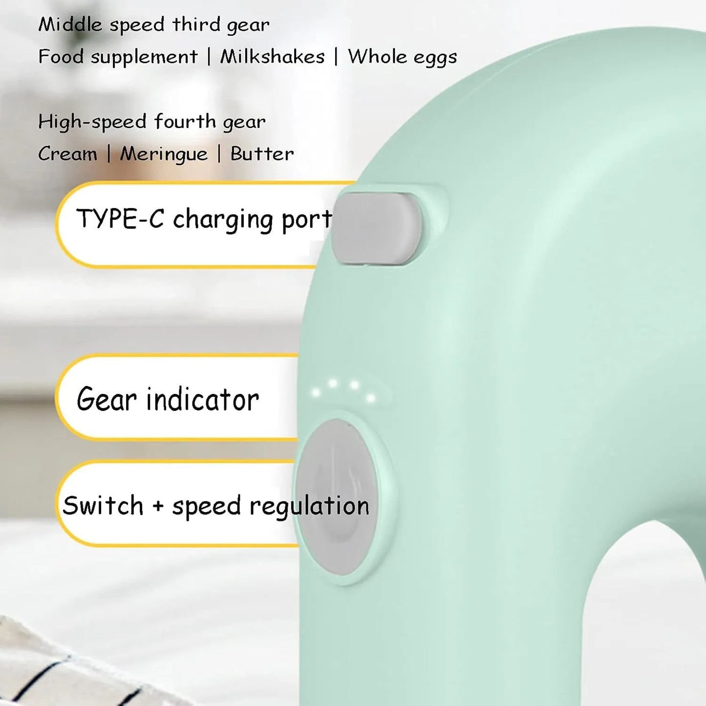 Cordless Mini Electric Hand Mixer – USB Rechargeable