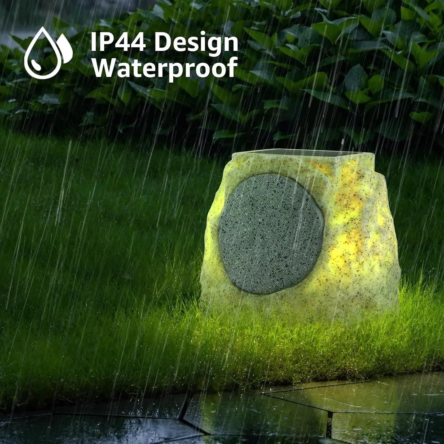 Solar Powered Wireless Rock Speaker with Lights RGB