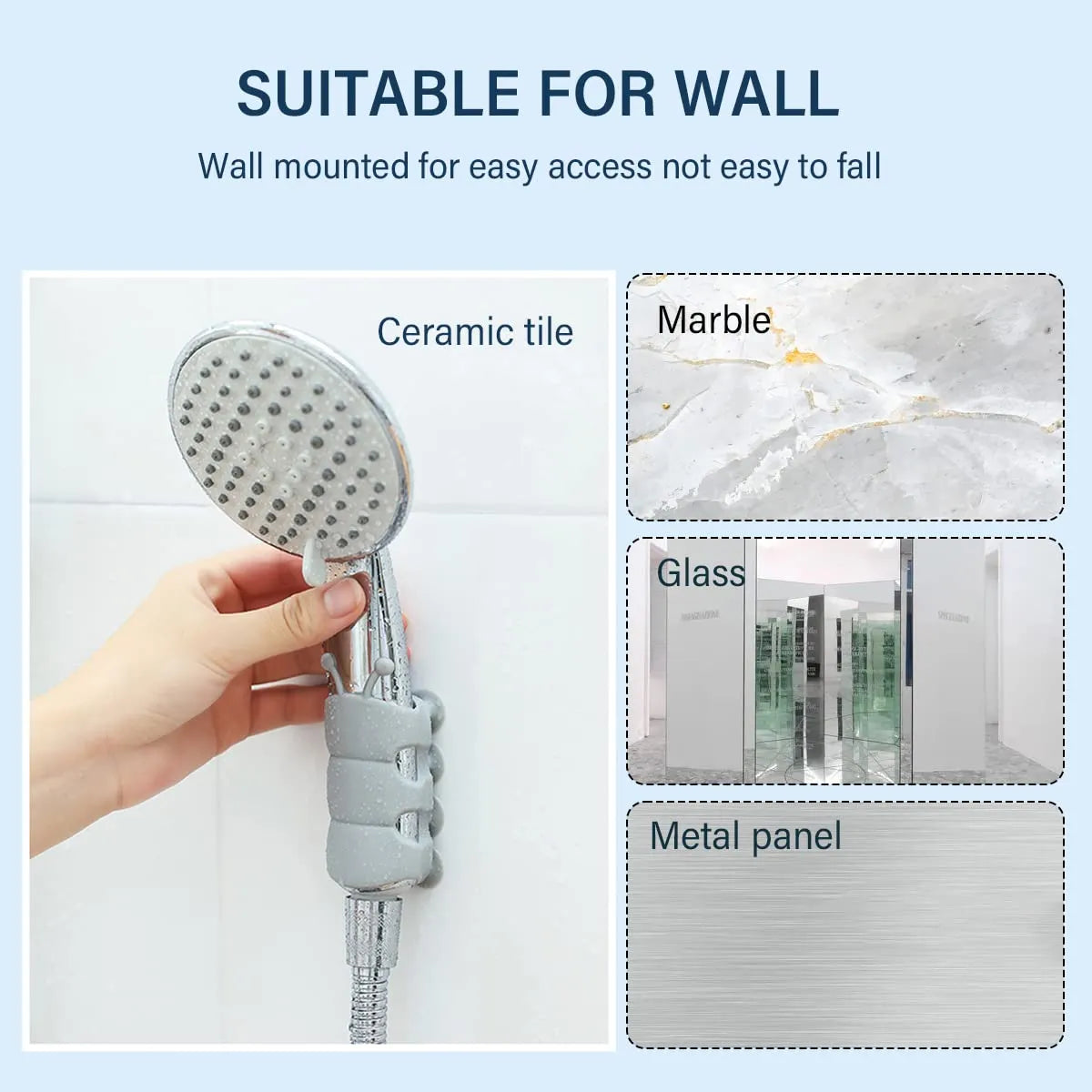 No-Drill Silicone Shower Head Holder With Flexible Grip (Pack of 4)