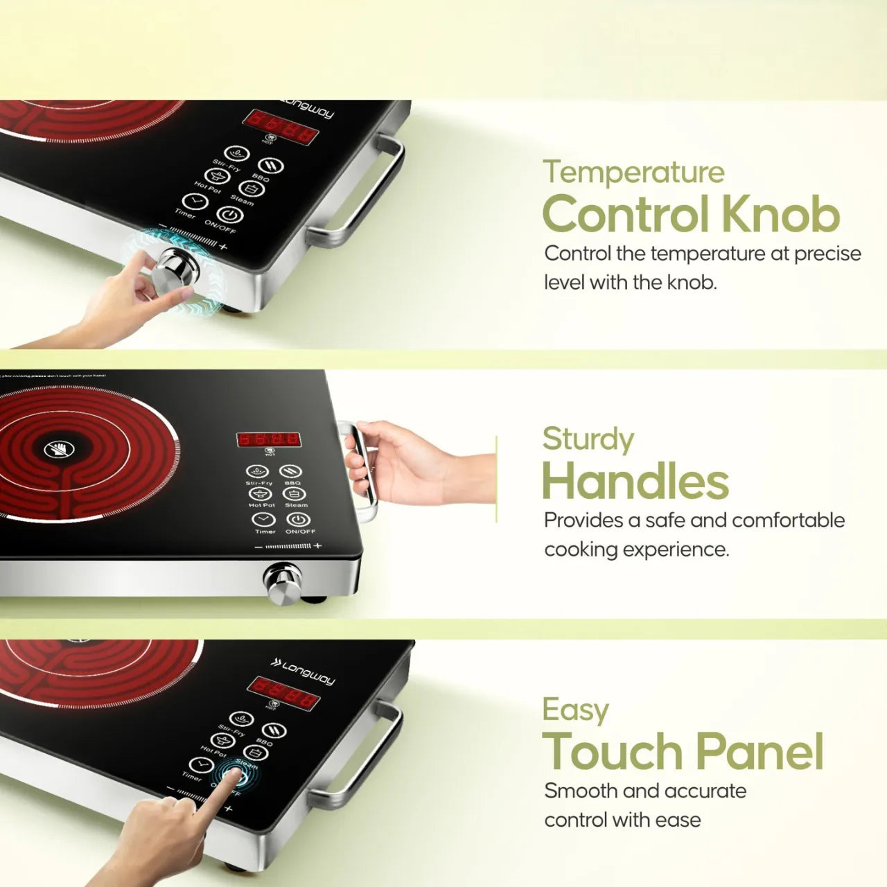 High Power 2200W Infrared Electric Cooktop