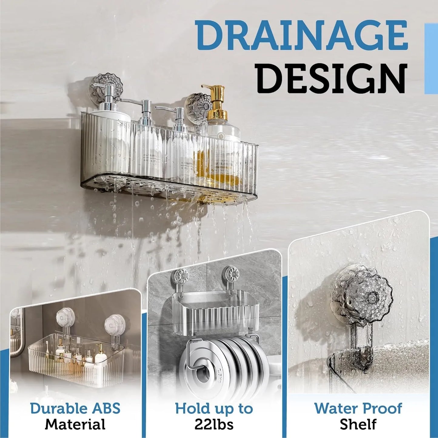 Wall-Mounted Suction Cup Bathroom Organizer