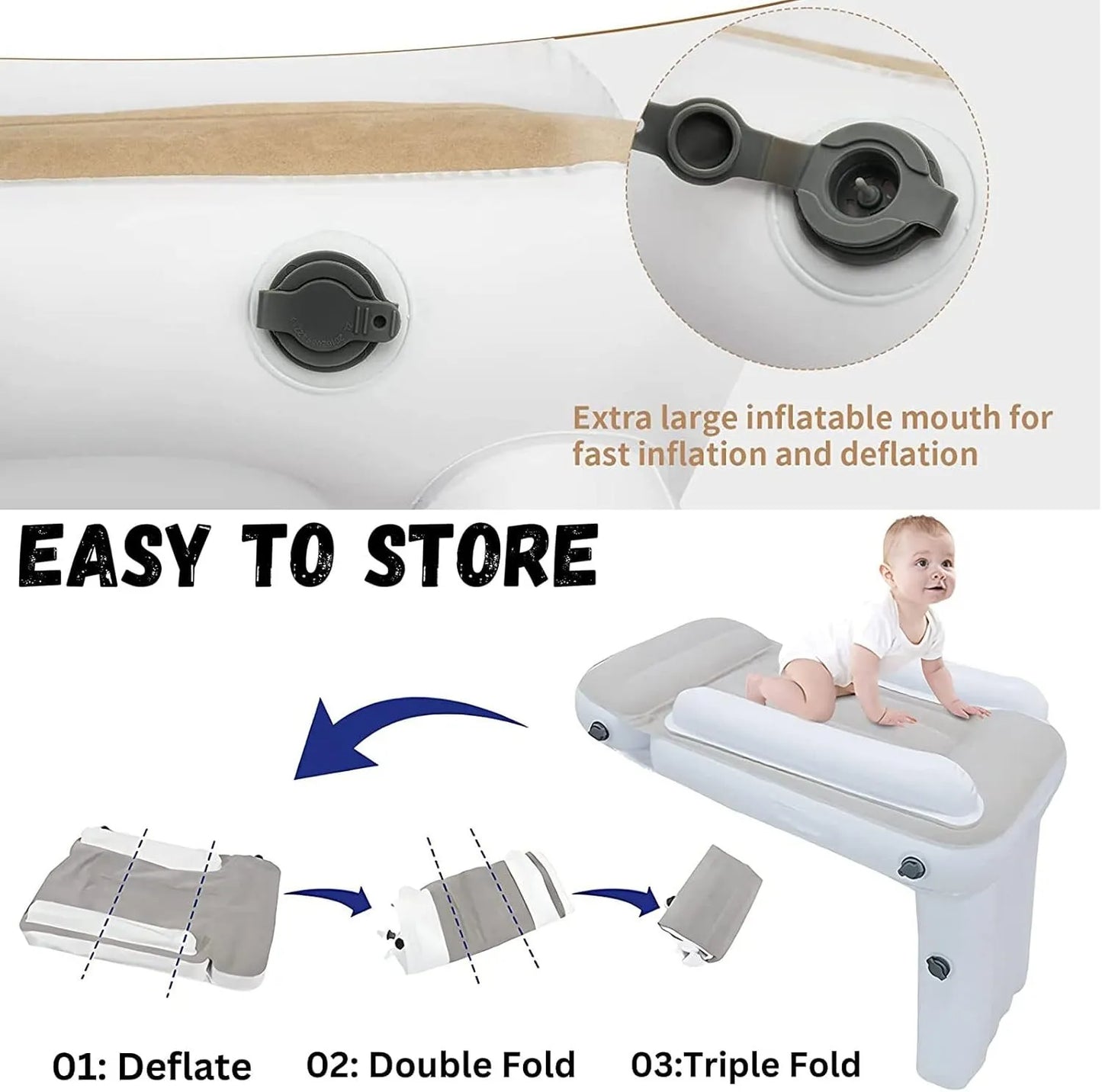 Kids Travel Air Bed with Safety Support