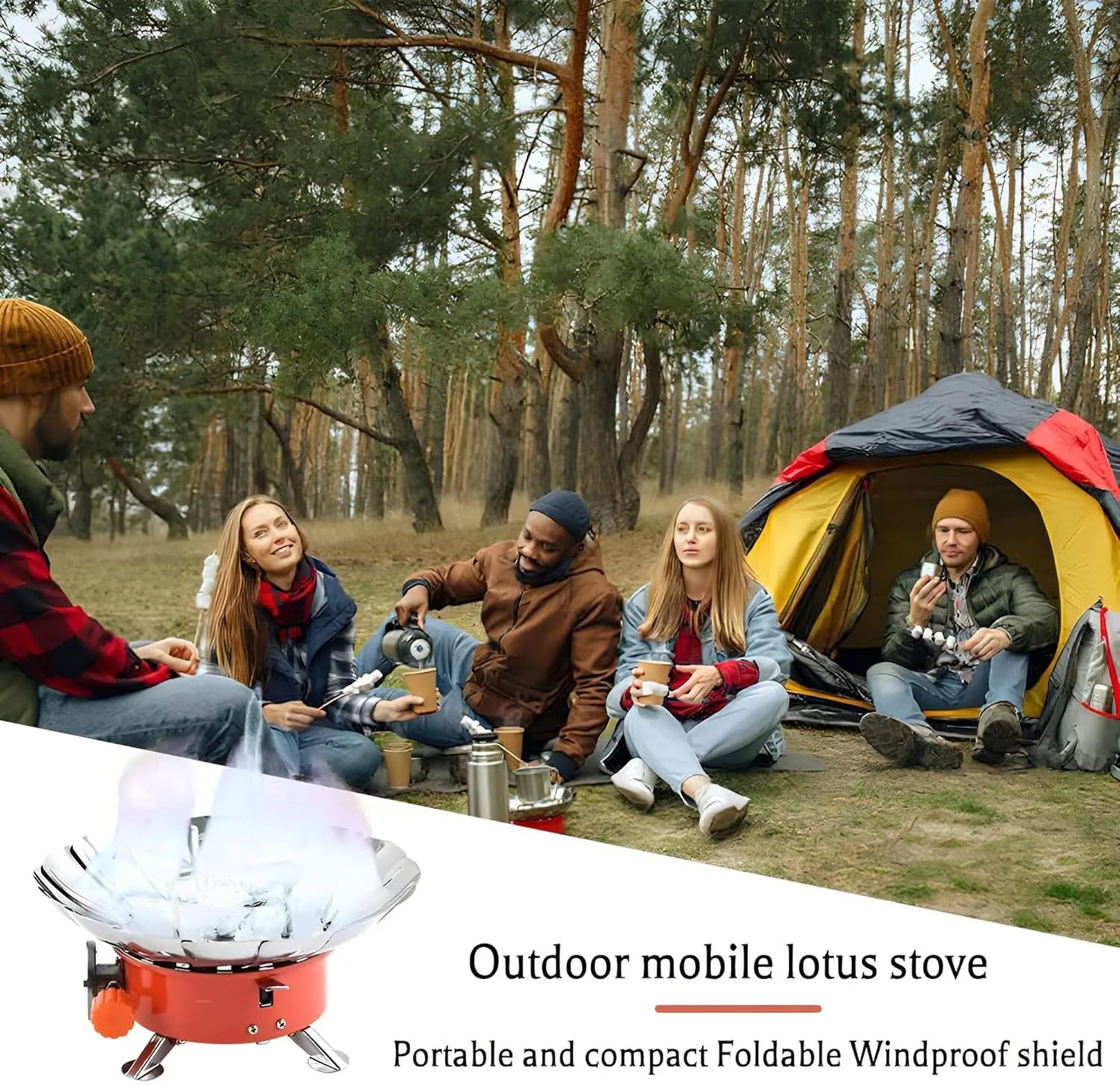 Portable Mini Camping Stove with Windproof Shield