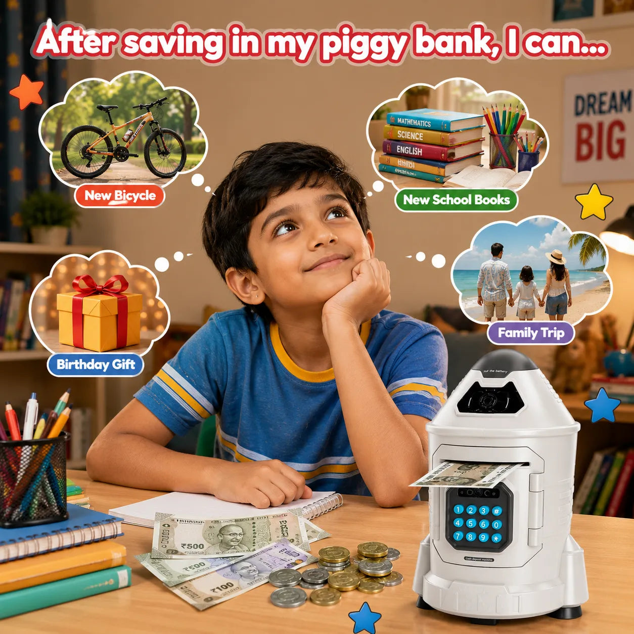 Early Development Electronic Piggy Bank With Simulated Face Recognition