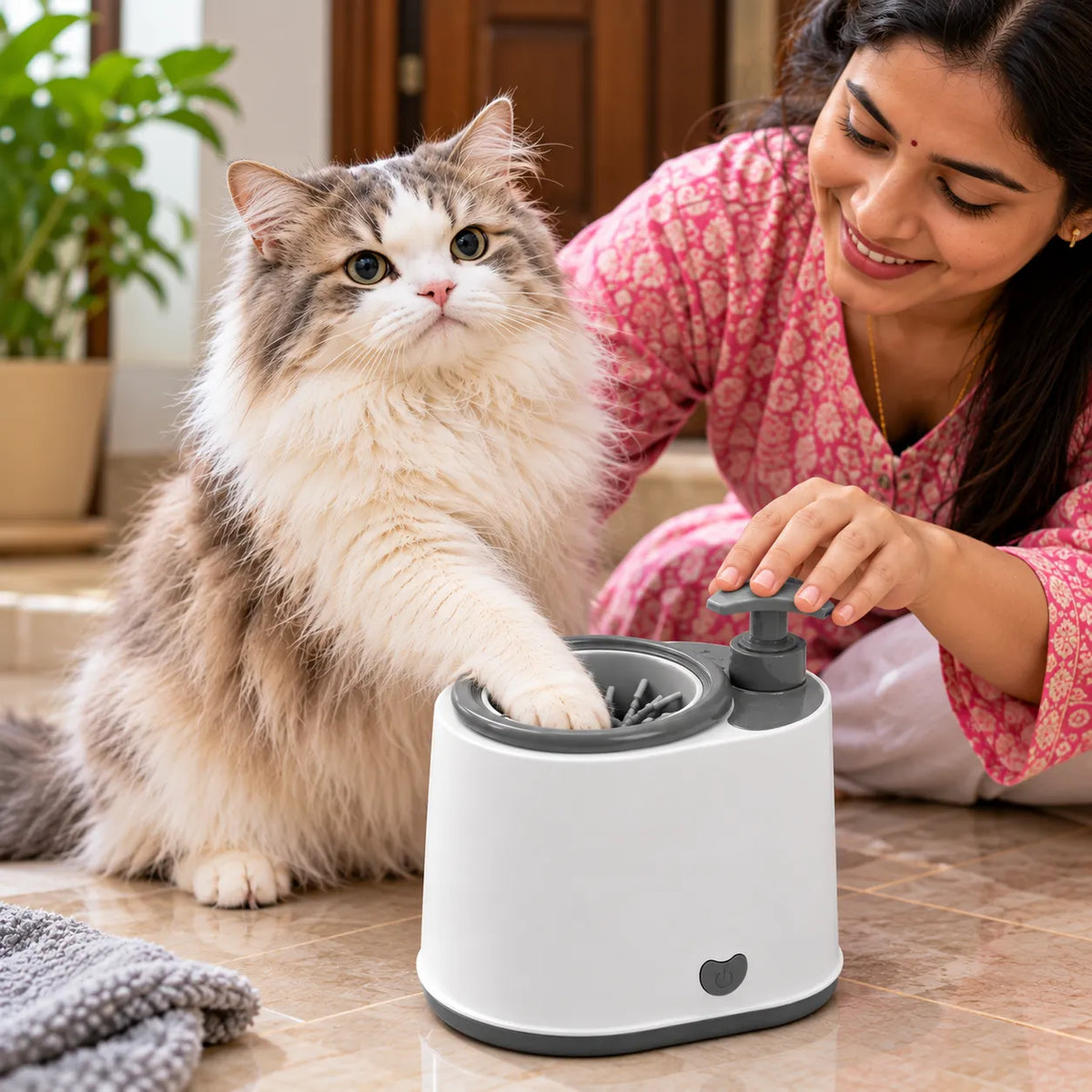 Electric Dog Paw Cleaner with Soap Dispenser, Portable Automatic Washer, Rechargeable, Soft Silicone Bristles, for Dogs & Cats