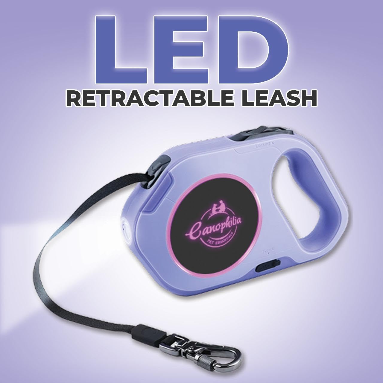 Retractable LED Dog Leash with Flashlight