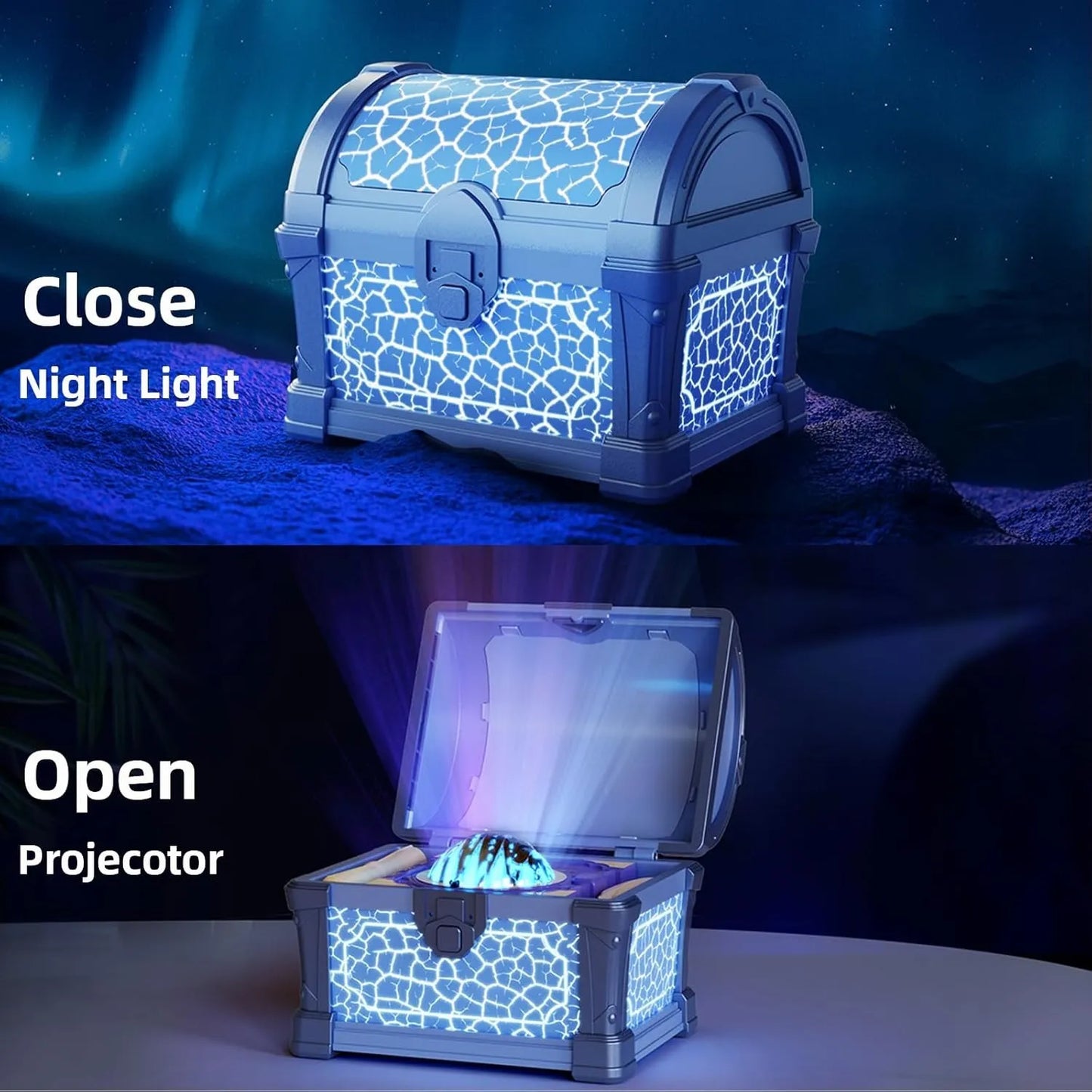 Treasure Chest Star Projector Lamp with Bluetooth Speaker