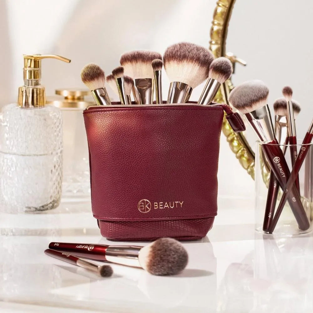 2-in-1 Stand Up Makeup Brush Holder & Travel Pouch