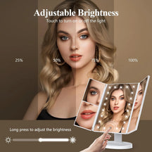 22 LED Trifold 10X Magnifying Makeup Mirror – Dual Power