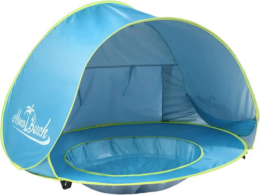Baby Beach Tent Pool With UV Sun Protection, Foldable Pop-Up Infant Shade Shelter