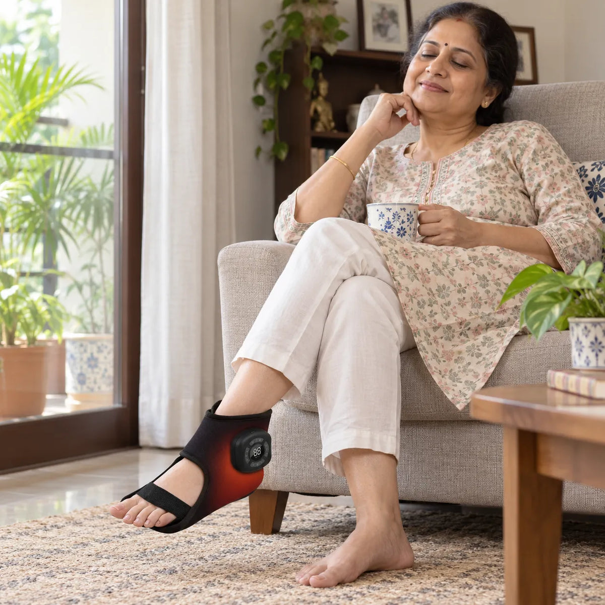 FootEase 3-in-1 Electric Heated Ankle, Foot Compression & Massager