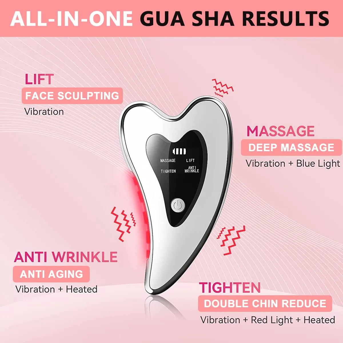 4-in-1 Electric Red & Blue Light Gua Sha Face Sculpting Massager