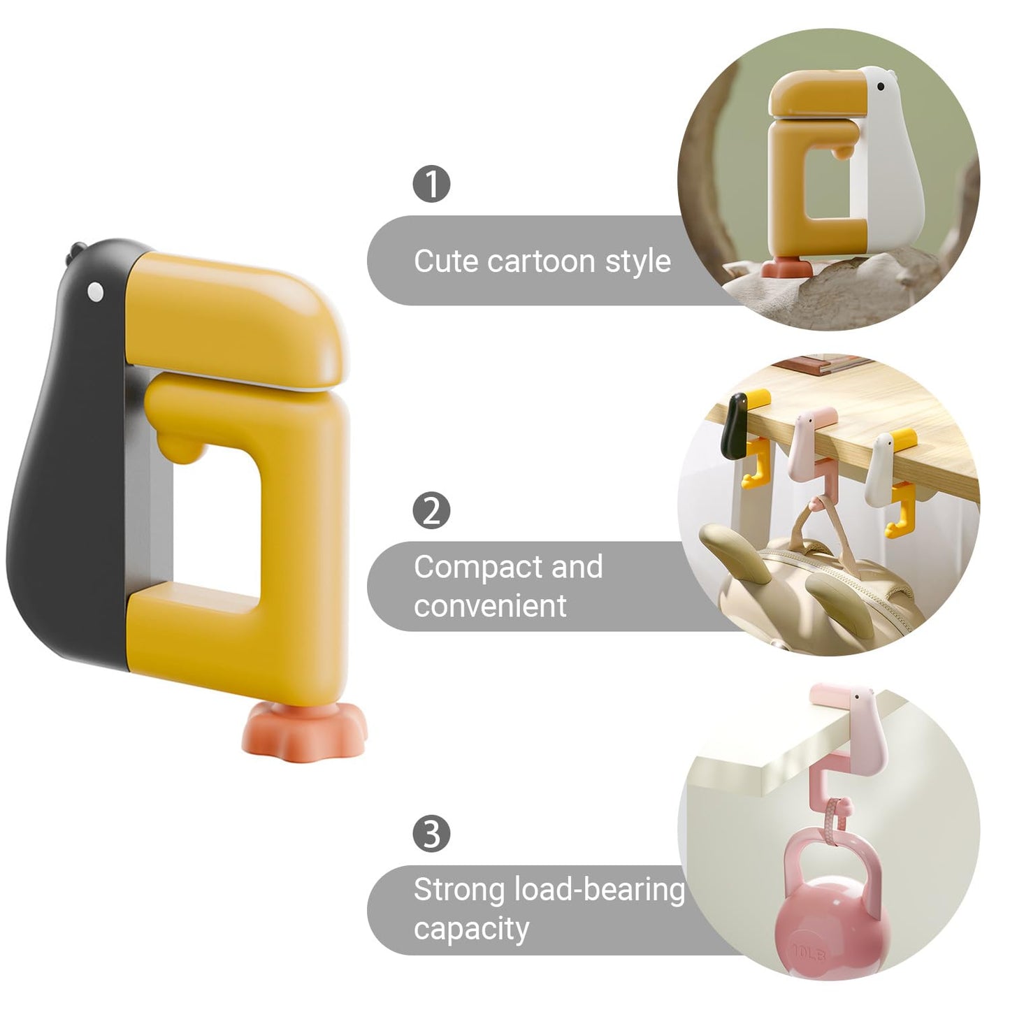 Duck Shape Detachable Desk Side Hook