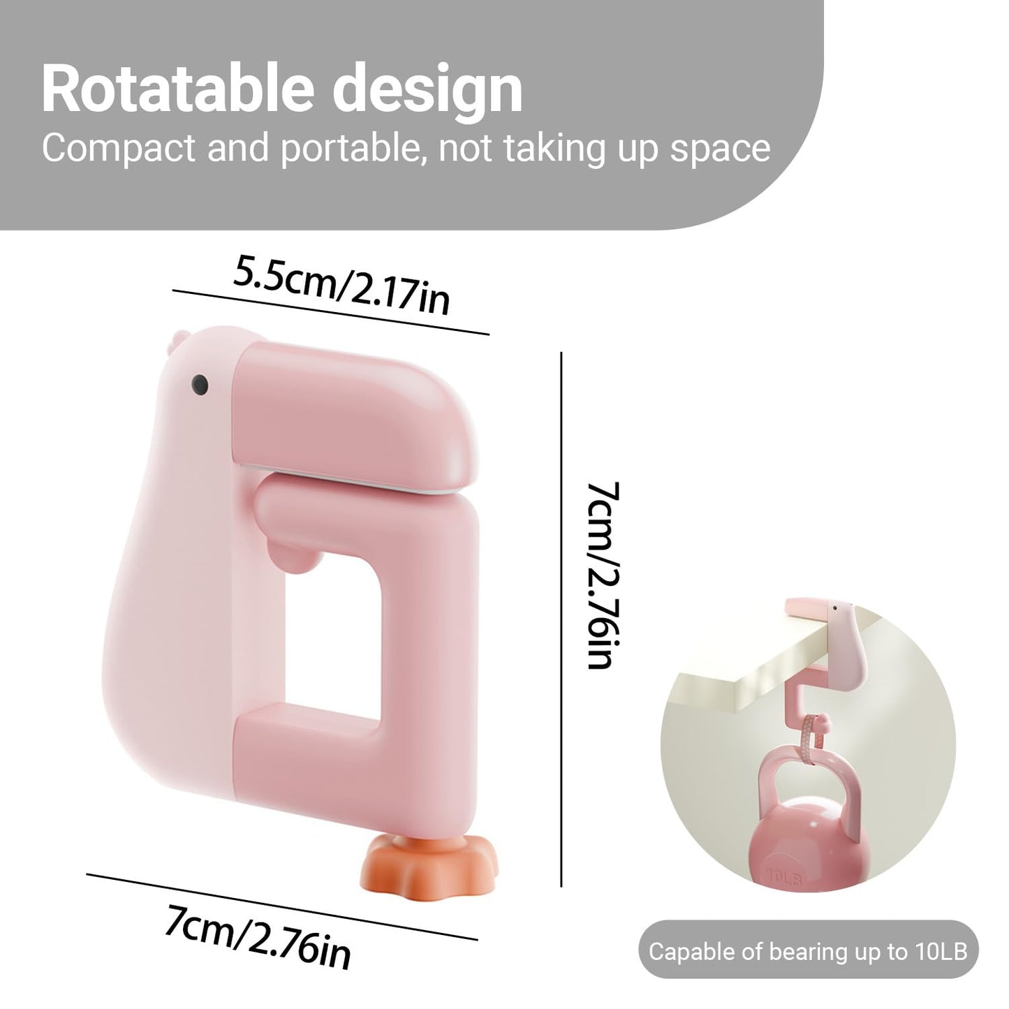 Duck Shape Detachable Desk Side Hook