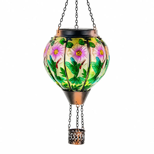Hot Air Balloon Solar Lantern with Flickering Flame Light for Outside Garden Patio Porch Tree Yard