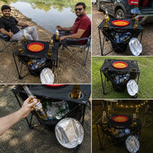 Portable Camping Table With Insulated Cooler for Outside, Fishing, Hiking, Tailgating