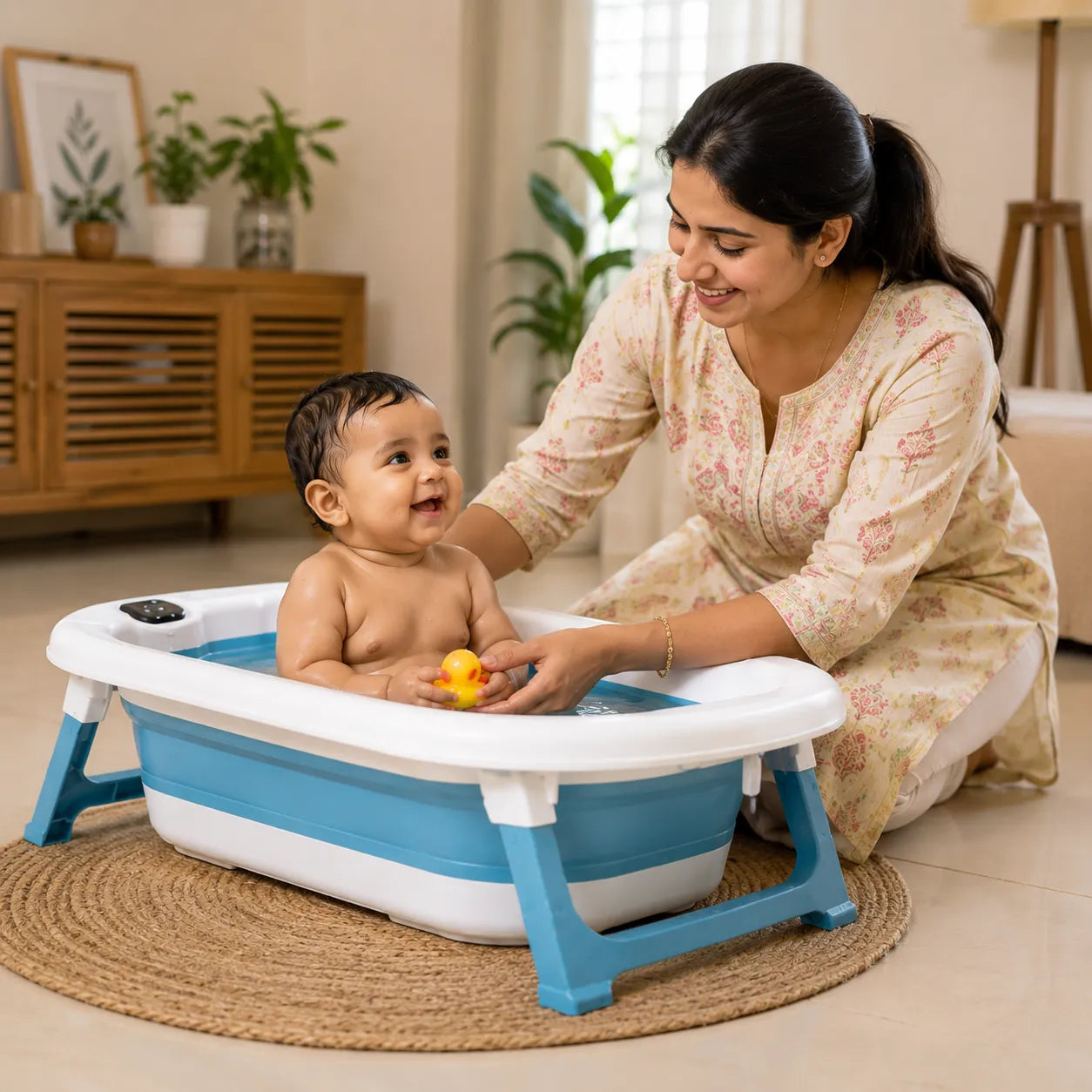 Portable Spa Bath Tub for Adults & Kids with Water Temperature Indicator Screen
