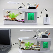 5-in-1 Smart Desktop Aquarium with LED, Clock & Fountain