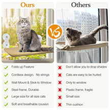 Foldable Cat Window Perch with Strong Suction & Plush Pad