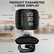 Smart Wrist Blood Pressure Monitor with Large LED Display