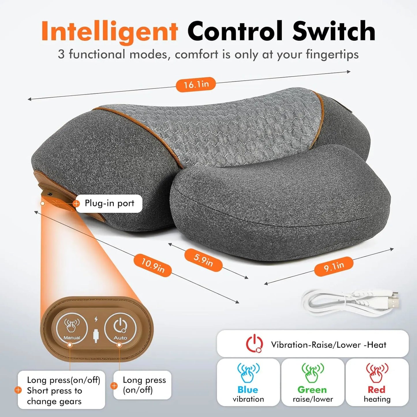 Neck Alignment Pillow with Heat and Vibration Therapy