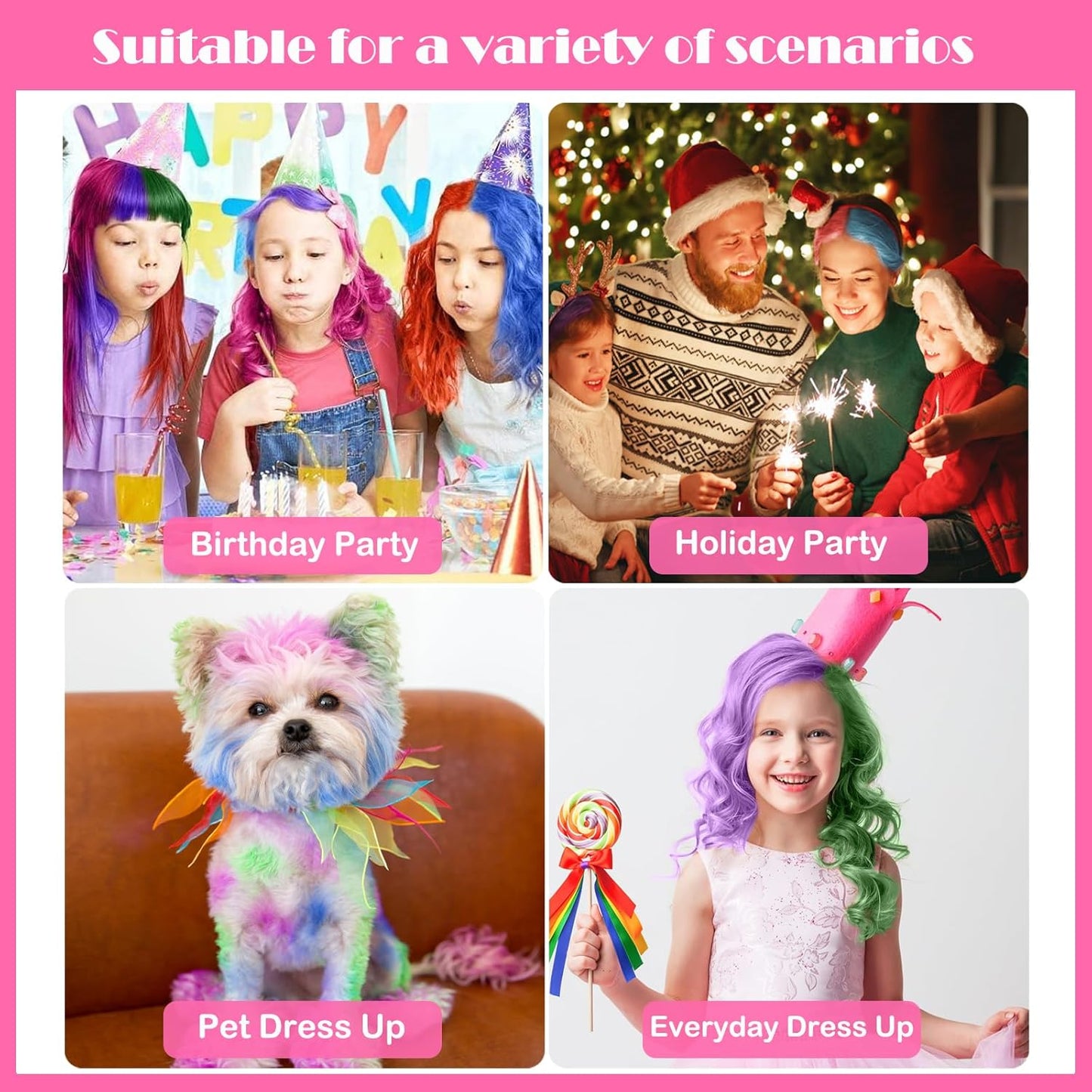 Washable 6 Colours Hair Chalk Comb Kit