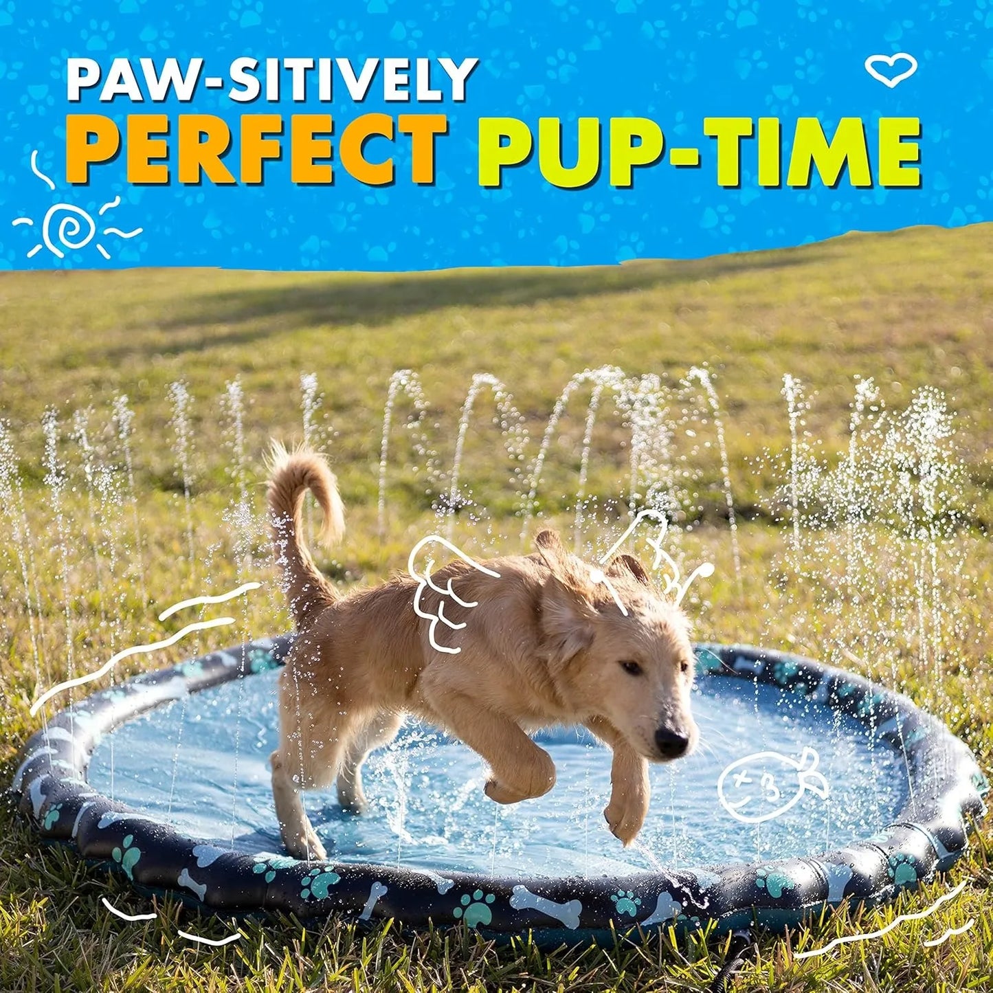 Extra-Thick Non-Slip Splash Pad for Toddlers & Pets – 360° Cooling Spray Pool