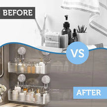 Wall-Mounted Suction Cup Bathroom Organizer
